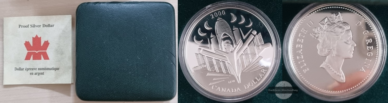  Kanada  1 Dollar 2000  FM-Frankfurt  Feingewicht: 23,29g  Silber  PP   