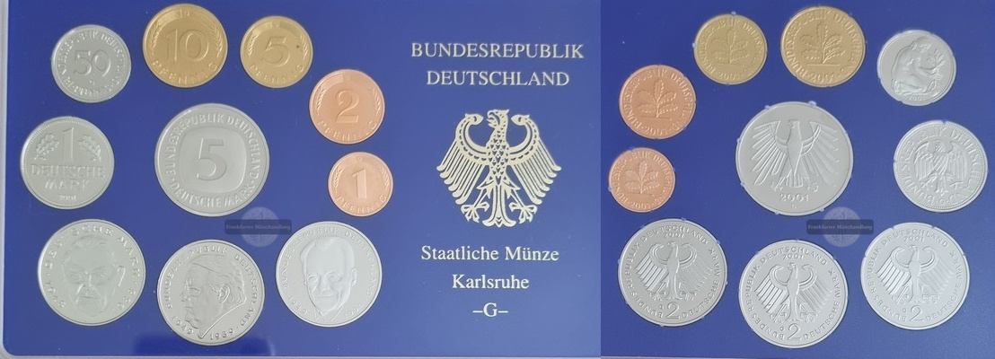  Deutschland  Kursmünzensatz  Staatliche Münze Stuttgart 2001 FM-Frankfurt   