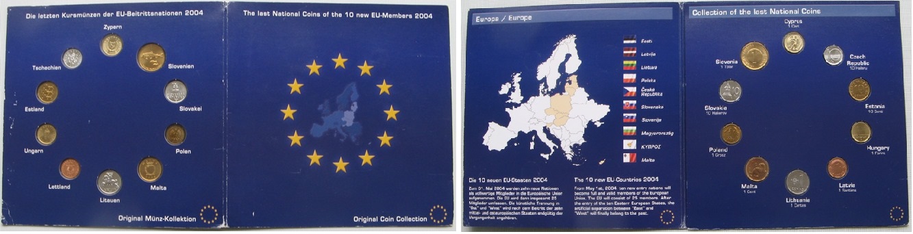  2004, set of 10 coins: The last National Coins of the 10 new EU-Members   