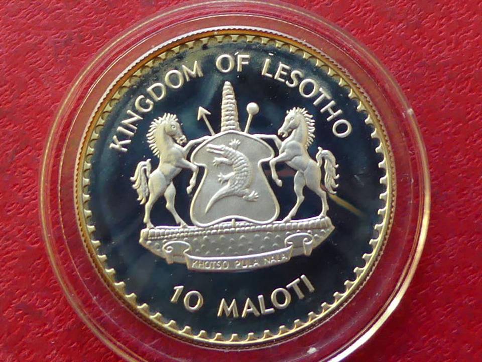  Rarität Silbermünze Lesotho 10 Maloti „Fußball-WM 1982 - Kopfball“, nur 3582 Ex.   
