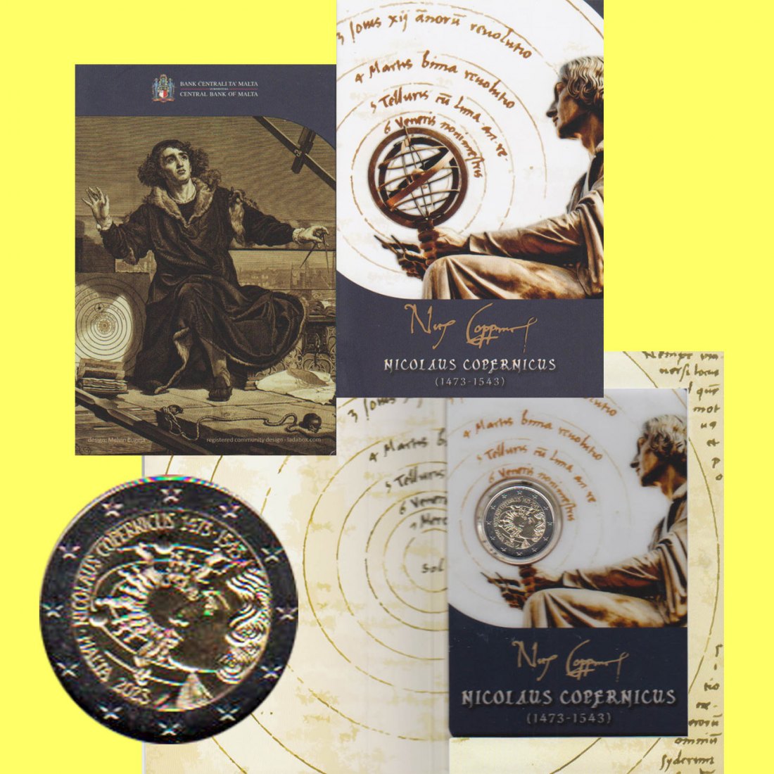  Offiz. 2-Euro-Sondermünze Malta *550. Geburtstag von Nikolaus Kopernikus* 2023 nur 80.500St!   