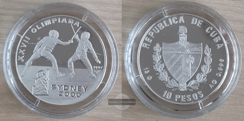  Kuba 10 Pesos  1997  XXVI. Olympische Sommerspiele FM-Frankfurt  Feinsilber: 15g   
