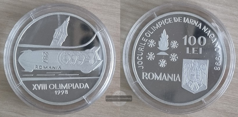  Rumänien  100 Lei  1998  FM-Frankfurt  Feingewicht: 24,98g  Silber  pp   