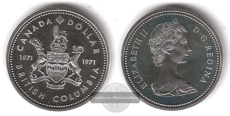  Kanada  1 Dollar 1971  British Columbia    FM-Frankfurt    Feinsilber: 11,66g   