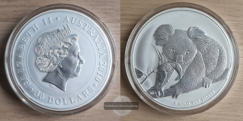  Australien  30 Dollar 2010 Koala   FM-Frankfurt  Feingewicht: 1.000g Silber   