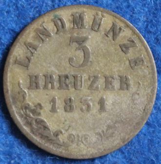  Sachsen-Meiningen, Bernhard Erich Freund, 1832 L, 3 Kreuzer #053   