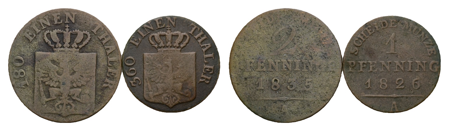  Altdeutschland;  2 Kleinmünzen 1835 / 1826   