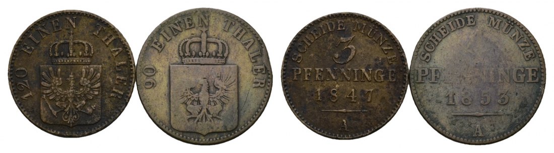  Altdeutschland;  2 Kleinmünzen 1847 / 1853   