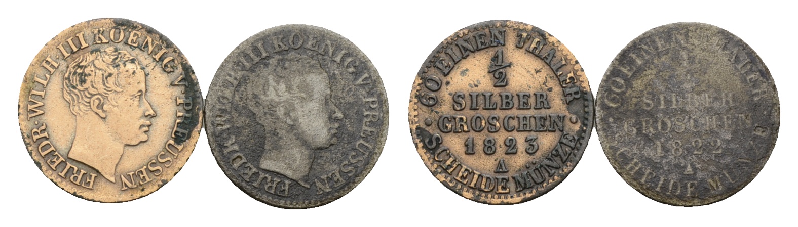  Altdeutschland;  2 Kleinmünzen 1823/1822   