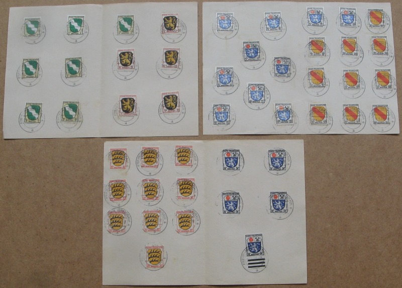  1945/48,Deutschland,Französische Generalzone,3 Philatelistischen Blatter:Briefmarkenserie:Wapenserie   