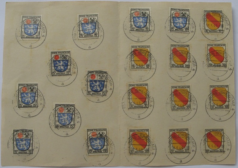  1945/48,Deutschland,Französische Generalzone,3 Philatelistischen Blatter:Briefmarkenserie:Wapenserie   