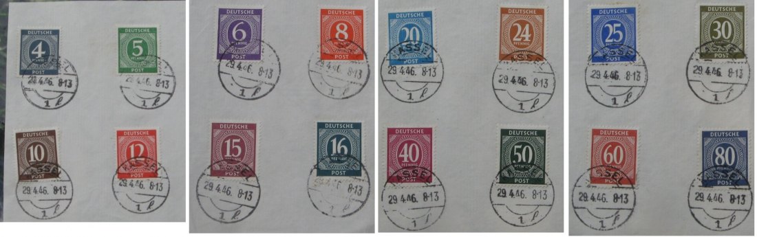  1946, Deutschland, Trizone, Blatt mit Briefmarkenserien: 1. Ausgabe des Alliierten Kontrollrats   