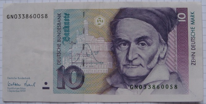  1999, Deutschland, 10 Mark, eine Banknote   