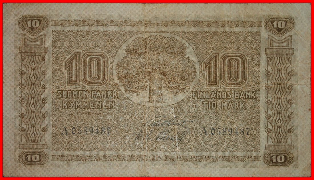  * FIRST ISSUE RARE: FINLAND★10 MARKS 1922! FREEDOM russia by LENIN 1870-1924★LOW START ★ NO RESERVE!   