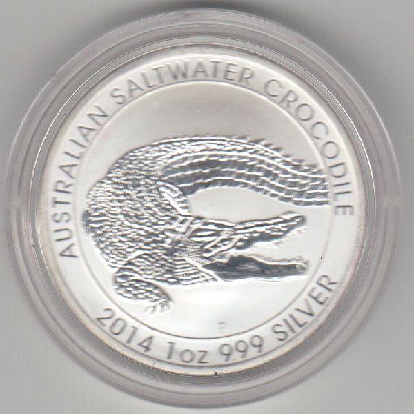  Australien, 1 Dollar 2014 Salzwasser Krokodil, 1 unze oz Silber   