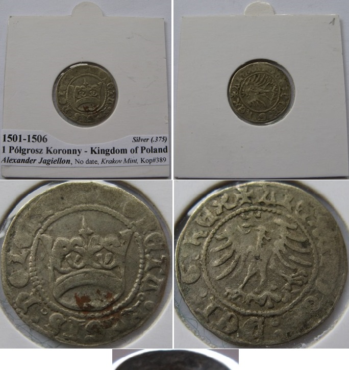  1501-1506, Königreich Polen-1 Półgrosz, Silbermünze,  Münzstätte Krakau   