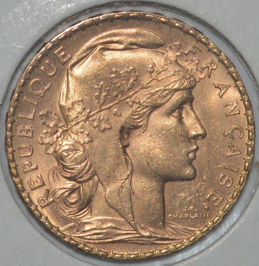  -kirofa - FRANKREICH 20 GOLD FRANCS- MARIANNE 1910 - GOLD 5.81 gr - VZ   