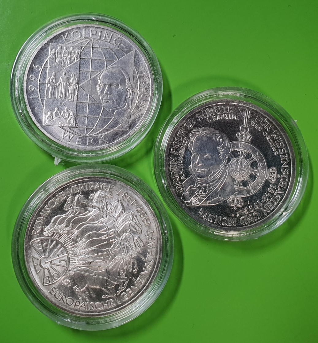  BRD 3 x 10 Deutsche Mark Drei Silber Münzen Gedenkmünzen Bundesrepublik Deutschland   