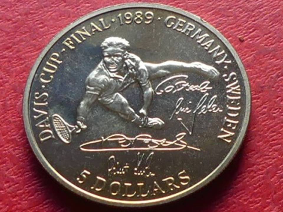  Große Münze Niue 5 Dollars 1989 Boris Becker Der Becker-Hecht“   
