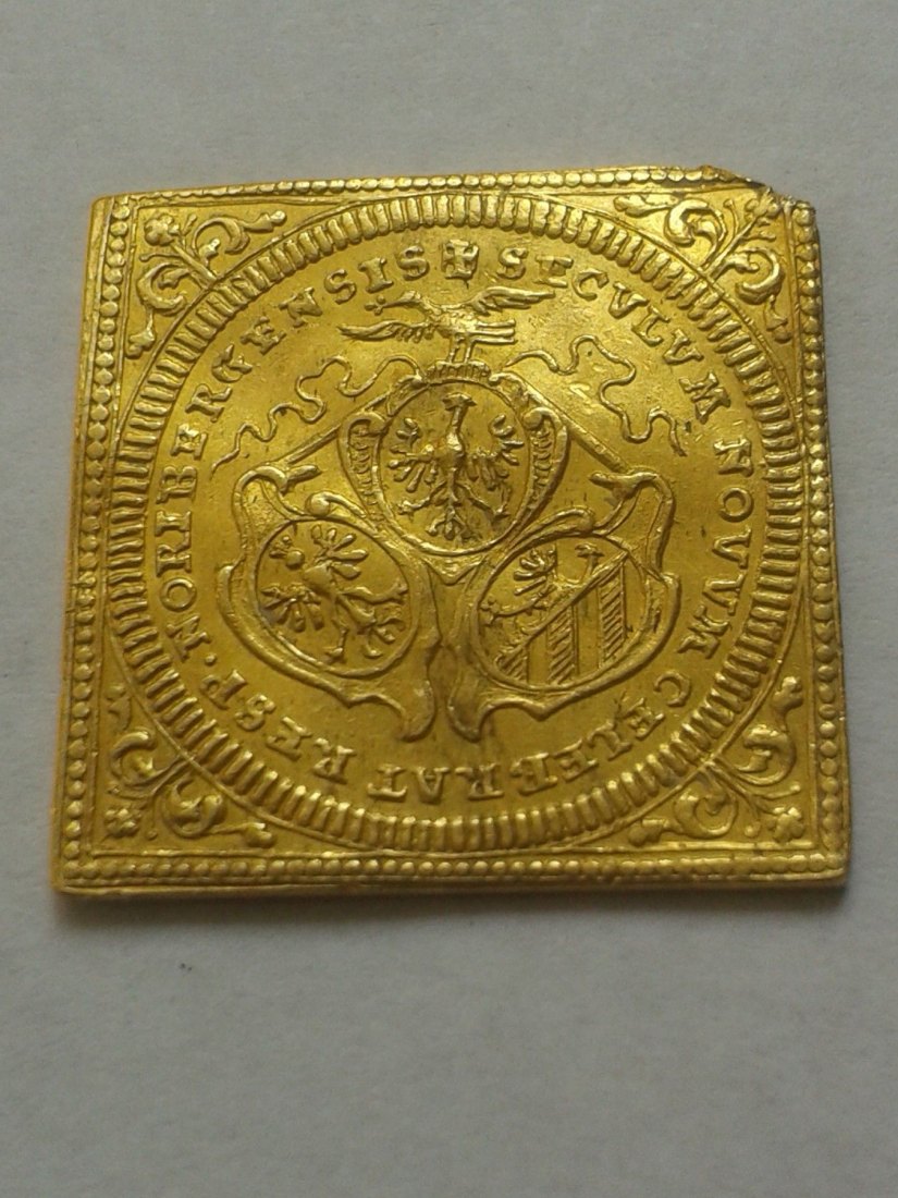  Original doppelte Dukatenklippe 1700 Nürnberg Lammdoppeldukat 6,66g Gold 2 Dukaten 1700 Nürnberg   