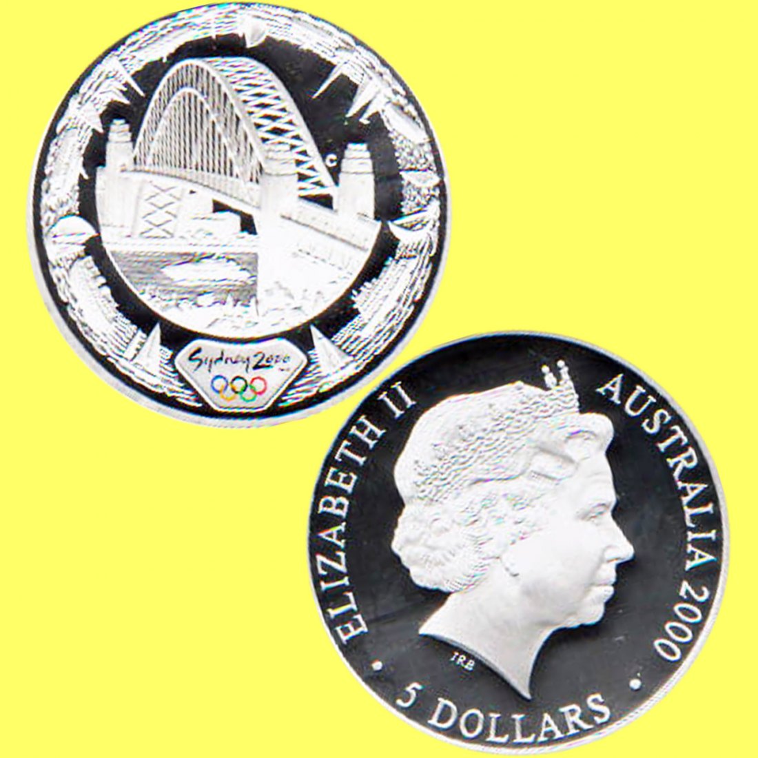  Australien 5$-Farb-Silbermünze *Hafenbrücke Sydney - Olymp. 2000 in Sydney* 2000 *PP* 1oz Silber   