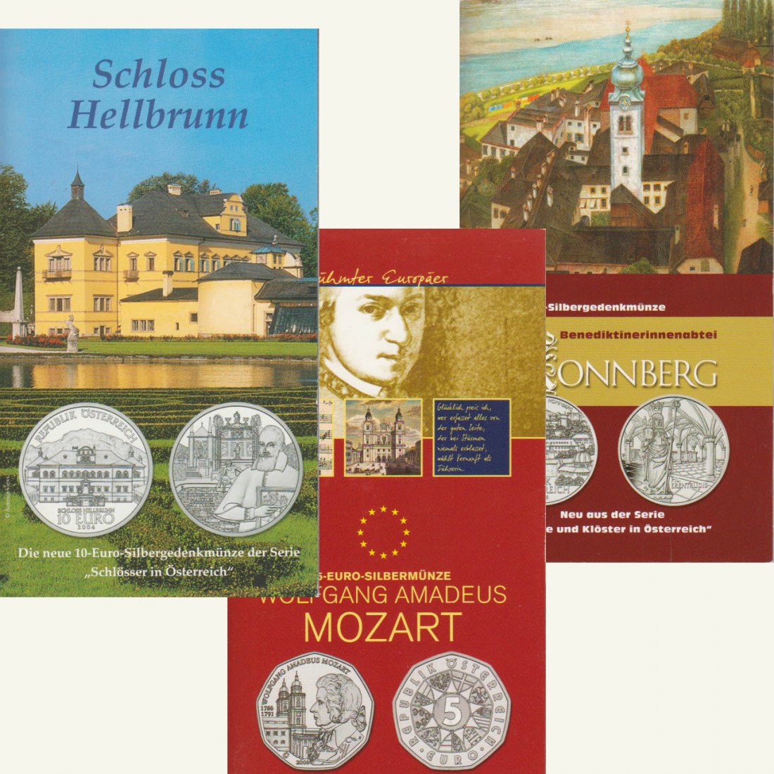  Lot 25-Euro-Silbermünzen Österreich *Hellbrunn + Nonnenberg + Mozart* 2004-2006 *hgh*   