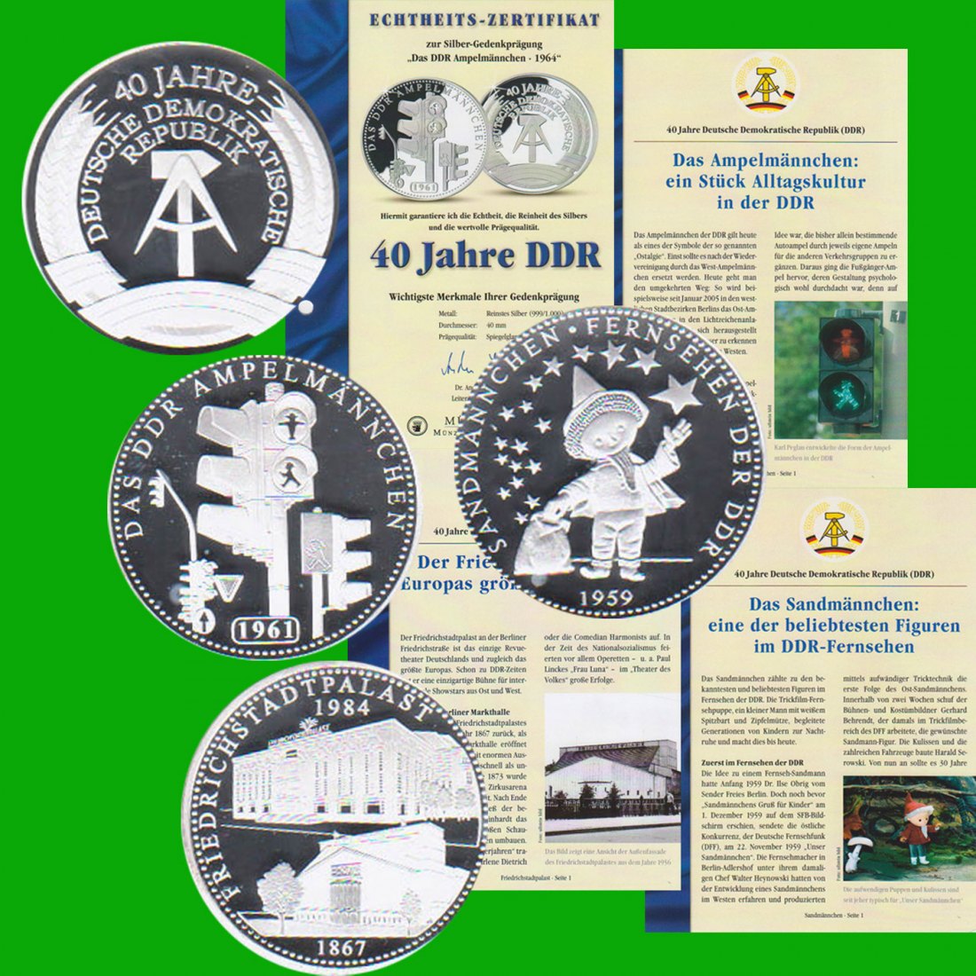  3 Silbermedaillen *40 Jahre DDR - das Sandmännchen* 1991 *PP* 2oz Silber Münze Berlin   