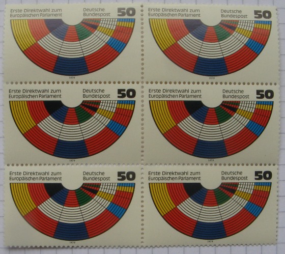  1979, Germany, Stamp: Mi DE 1002-EU Parliament-first elections, 6*40 Pf, 6er Block, MNH   