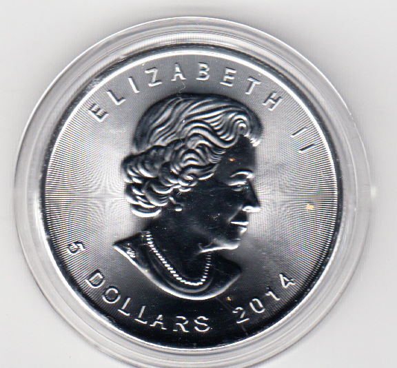  Kanada, Maple Leaf Wildlife 2014, 5 Dollar Grizzly, Color, Farbe, 1 unze oz Silber   