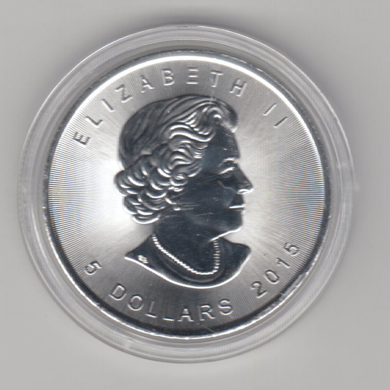  Kanada, Maple Leaf Wildlife 2015, 5 Dollar Bieber, Color, Farbe, 1 unze oz Silber   