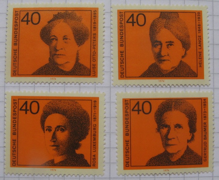  1974, Deutschland,Bundesrepublik,Briefmarkenserie:„Frauen in der deutschen Politik“, Mi DE 791-794   