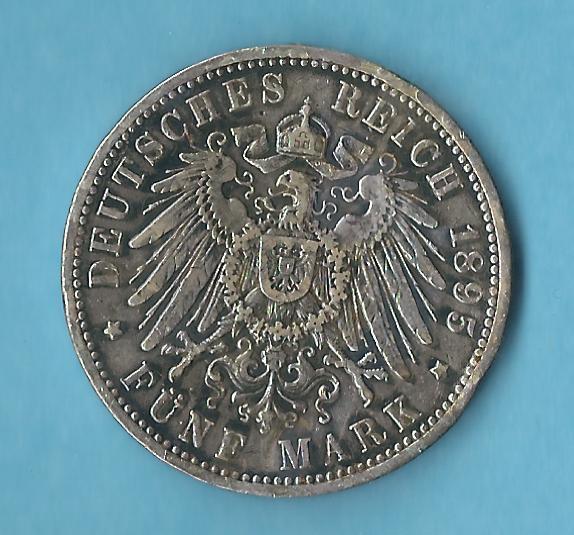  Kaiserreich 5 Mark Wilhelm II 1895 ss Münzenankauf Koblenz Frank Maurer AC33   