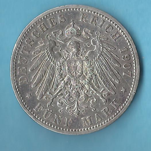  Kaiserreich 5 Mark Wilhelm II 1907 ss Münzenankauf Koblenz Frank Maurer AC34   