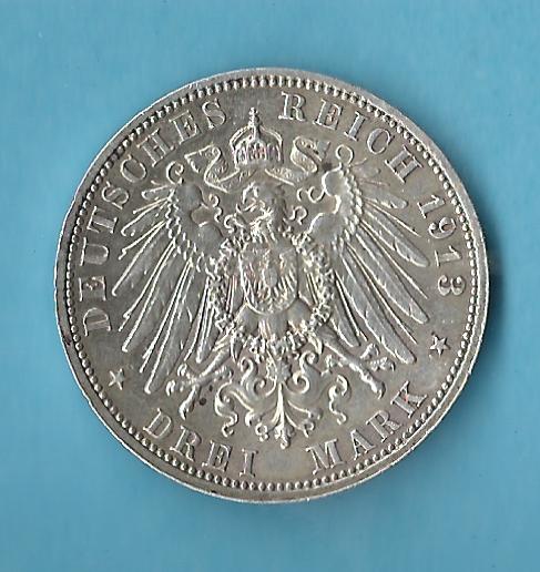  Kaiserreich 3 Mark Sachsen 1913 Völkerschlachtdenkmal ss-vz Münzenankauf Koblenz Frank Maurer AC68   