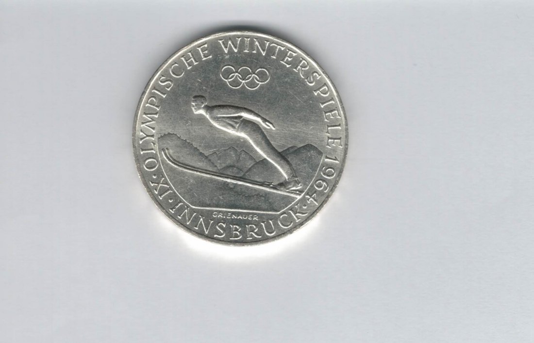  50 Schilling 1964 Winterolympiade Innsbruck Österreich silber Spittalgold9800 (4584/3)   