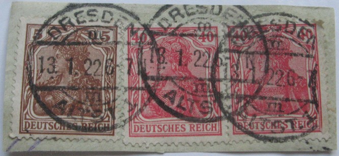  1921-1923, Deutsches Reich, Dresden, ein Satz mit 9 Briefstück (Mi DR 145-252)   