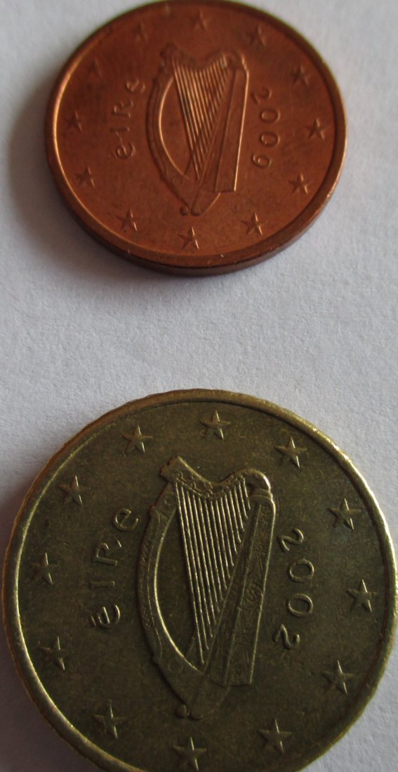  Republik Irland 2 Cent aus 2009 und 50 Cent aus 2002  aus dem Umlauf   