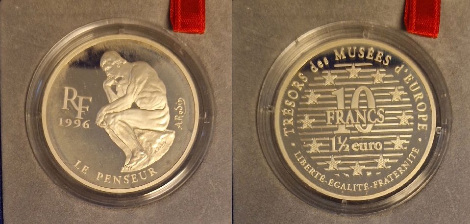  Frankreich 10 Francs Monnaie de Paris Le Penseur 1996 Silber Goldankauf Koblenz Maurer AC 119   