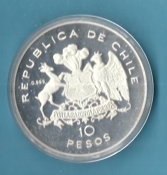  Chile 10 pesos 1976 - 3er Aniversario del nuevo gobierno RR Münzenankauf Koblenz Frank Maurer AC243   