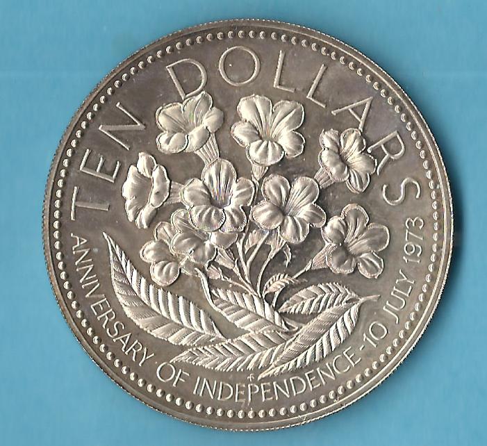  Bahamas 10 Dollar 1973 49,95 Gr.925 AG st aus PP Münzenankauf Koblenz Frank Maurer AC244   