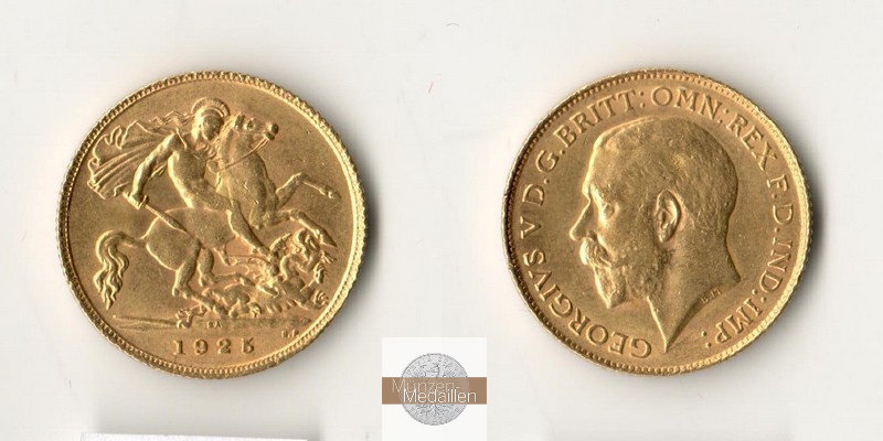 Grossbritannien  1/2 Sovereign MM-Frankfurt Feingold: 3,66g Georg V. 1910-1936 1925 