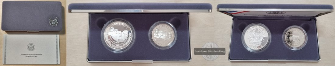  USA.  1 & 1/2 Dollar 1991 S  Mount Rushmore FM-Frankfurt  Feinsilber: 24,03g   