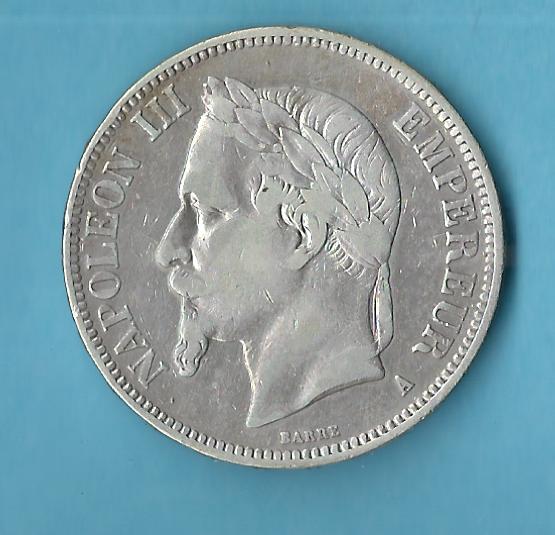  Frankreich 5 Francs Napoleon III 1870 ss Münzenankauf Koblenz Frank Maurer AC266   