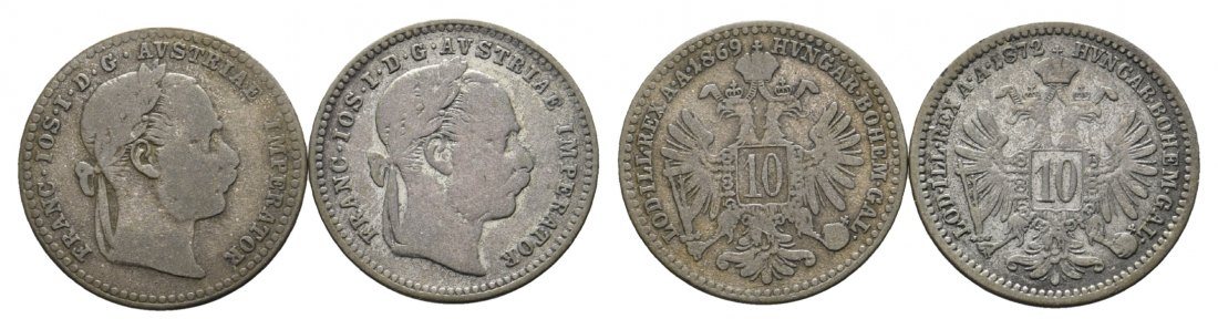  RDR, Haus Habsburg; 2 Kleinmünzen 1869/1872   