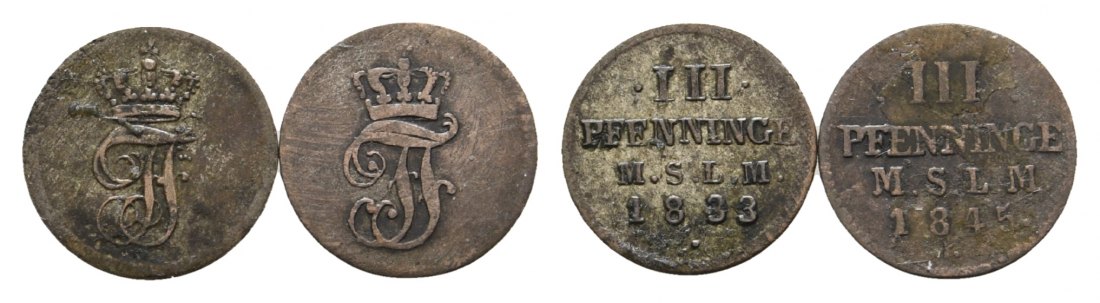  Altdeutschland; 2 Kleinmünzen 1833/1845   