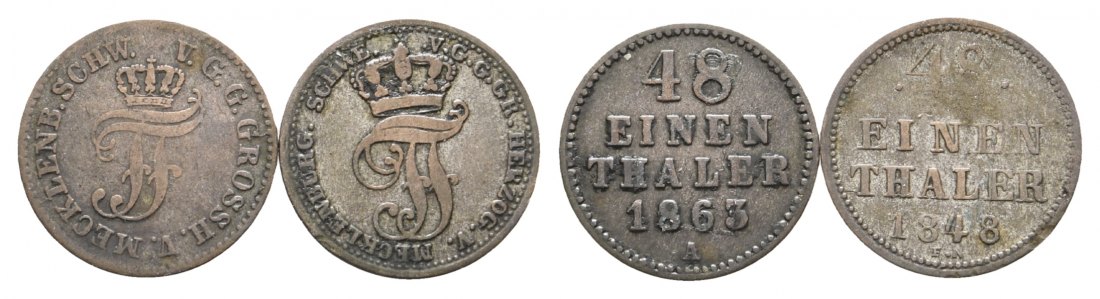  Altdeutschland; 2 Kleinmünzen 1863/1848   