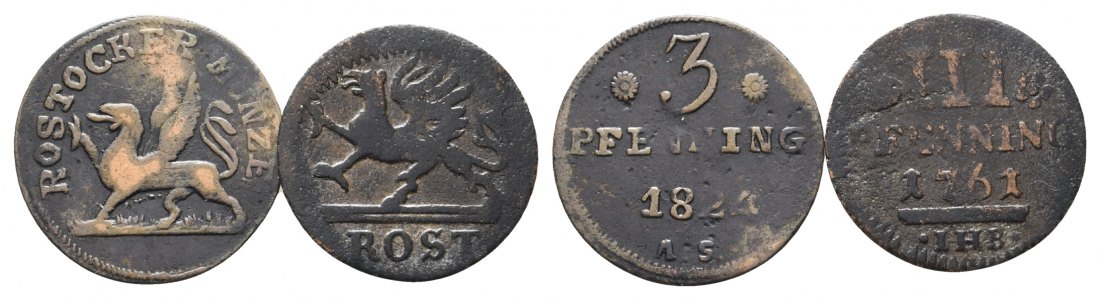 Altdeutschland; 2 Kleinmünzen 1824/1761   