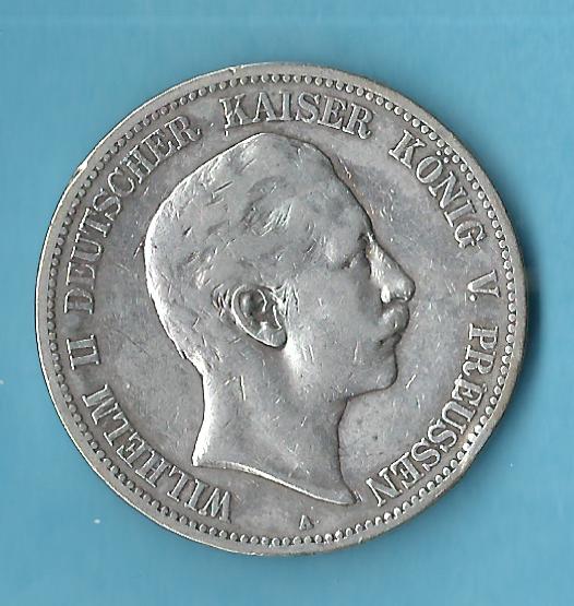  Kaiserreich 5 Mark Preussen WII 1894 ss Rdf. Münzenankauf Koblenz Frank Maurer AC280   