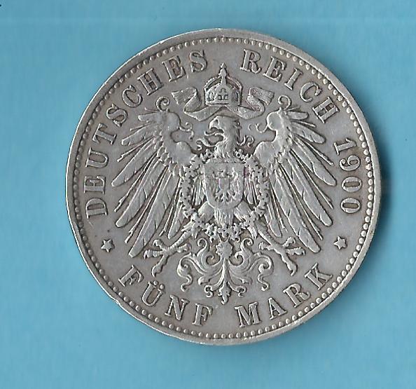  Kaiserreich 5 Mark Sachsen 1900 ss  Münzenankauf Koblenz Frank Maurer AC285   