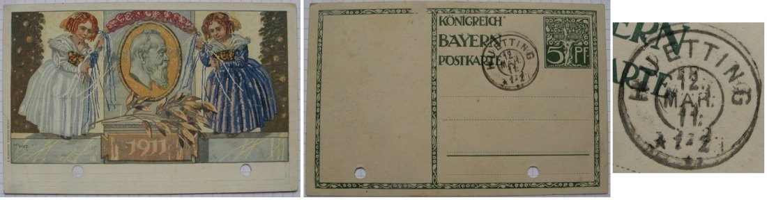  1911, Bayern-Sonderpostkarte-90. Geburtstag des Prinzregenten Luitpold-Huetting   